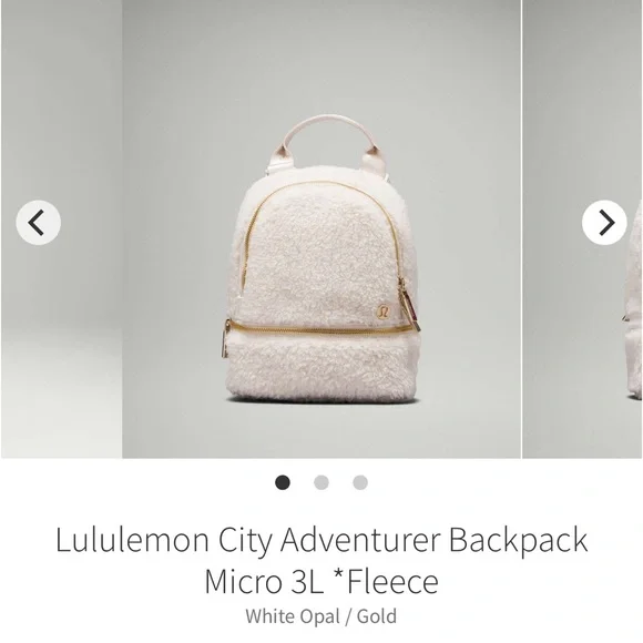 Lululemon City Adventurer Backpack Micro 3L *Fleece White Opal / Gold (NWT) Lululemon City Adventurer Backpack Micro 3L *Fleece - White  main image 4